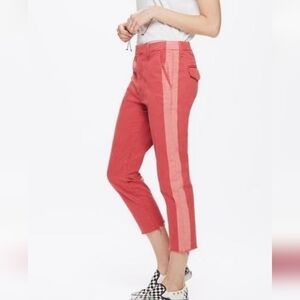 MOTHER Ankle Cropped Pants in Coral and Pink